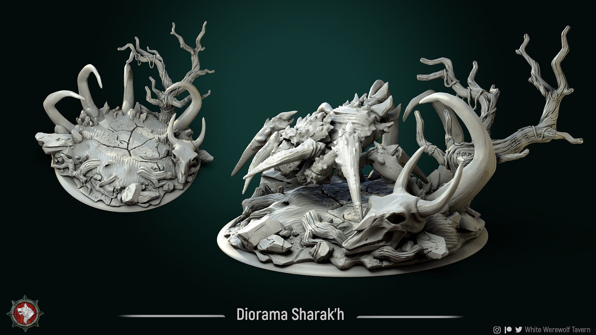 Giant Spider Miniature, Sharak'h | Tabletop RPG Miniature | White Werewolf Tavern | Roleplaying 3D Printed Fantasy Mini - 3DPrintDen