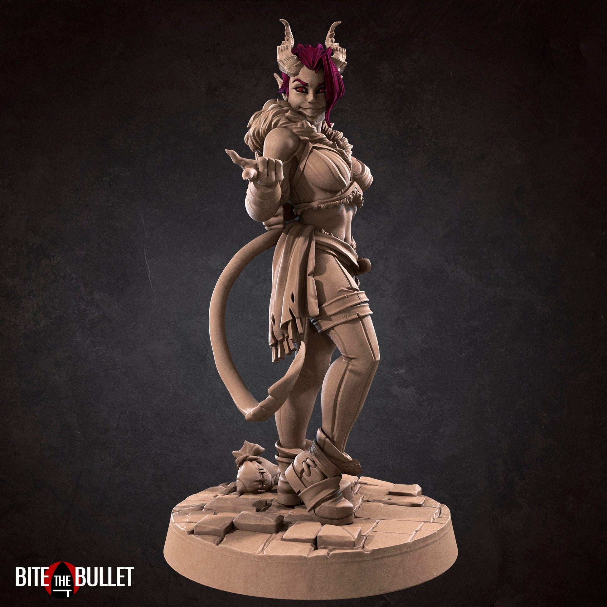 Tiefling Illusionist Miniature, Fiona | Tabletop RPG Miniature | Bite the Bullet | Roleplaying 3D Printed Fantasy Mini - 3DPrintDen