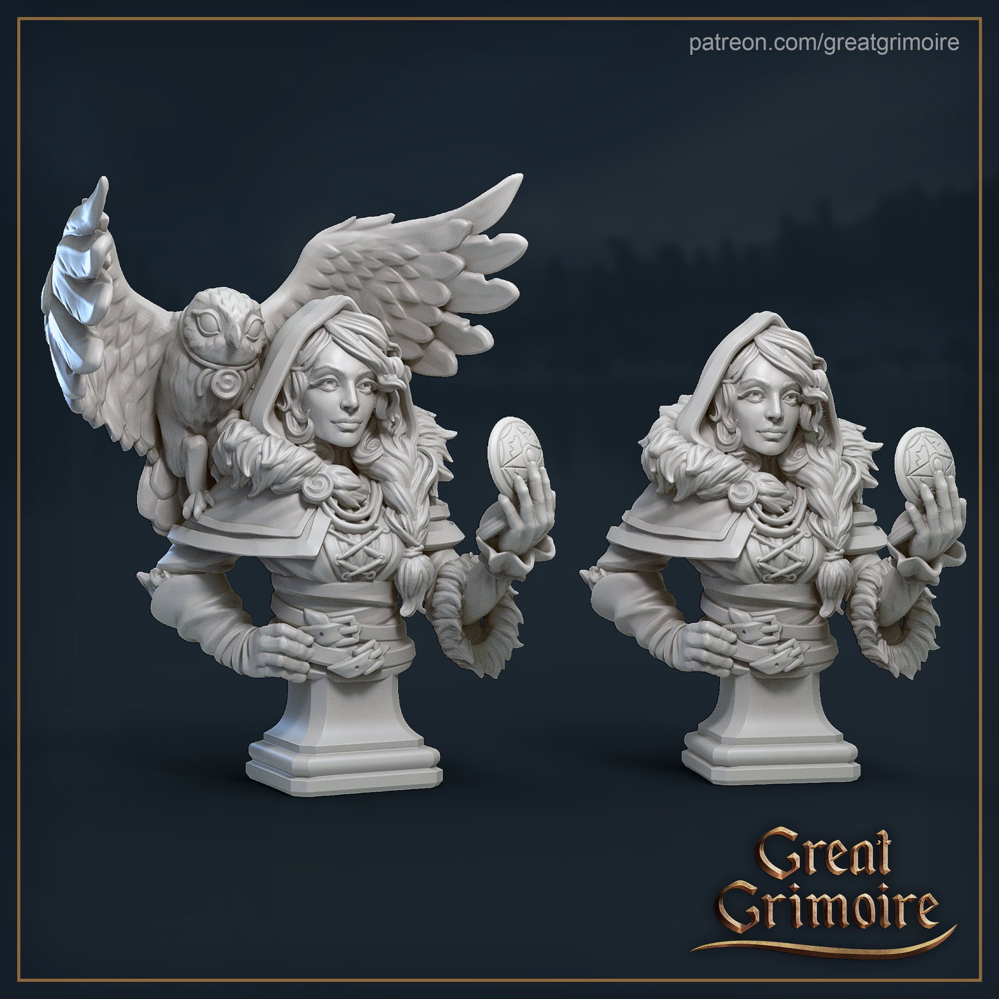 Explorer Eira Bust | Tabletop RPG Miniature | Great Grimoire | Roleplaying 3D Printed Fantasy Mini - 3DPrintDen