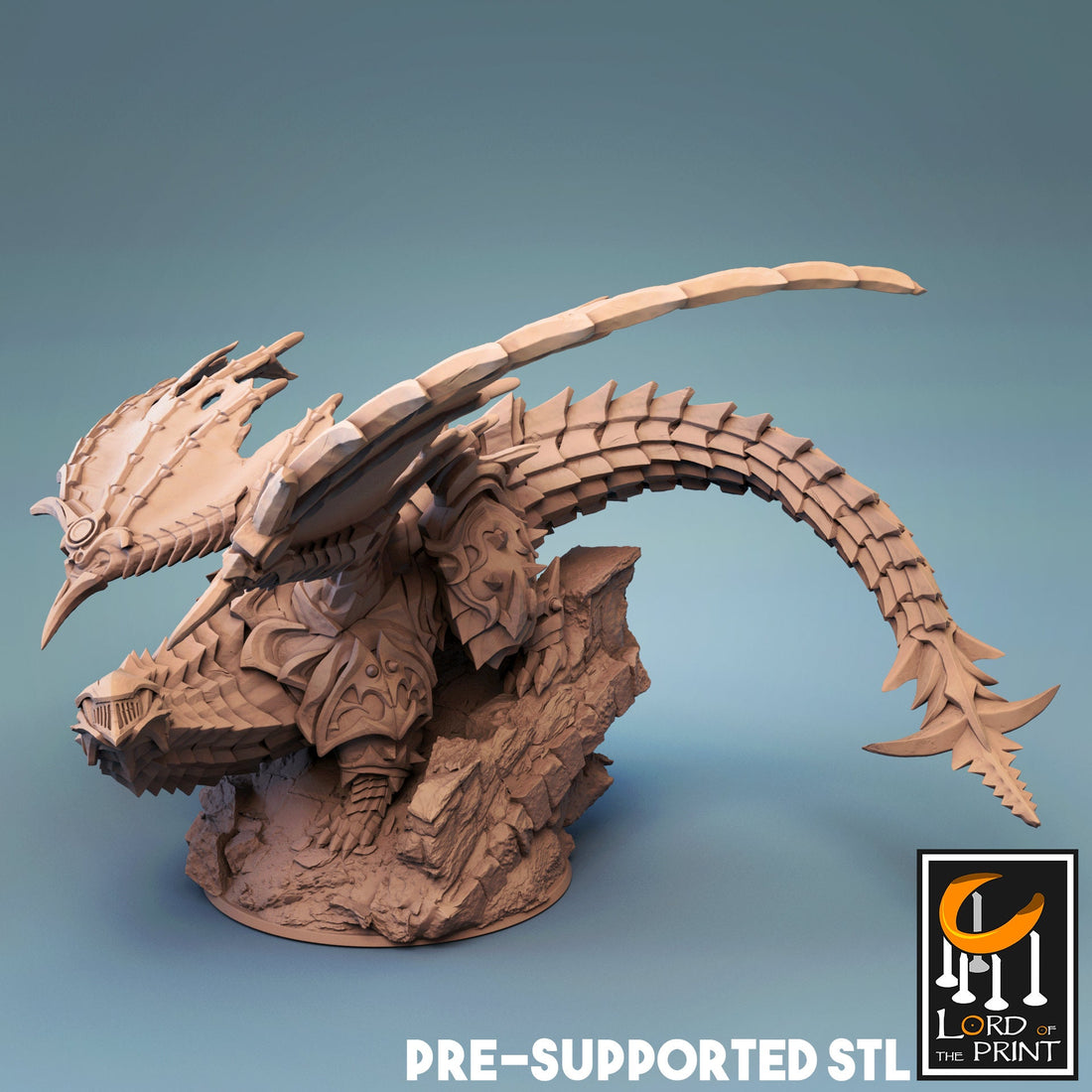 Armored Dragon Miniature | Tabletop RPG Miniature | Rescale Miniature | Roleplaying 3D Printed Fantasy Mini - 3DPrintDen