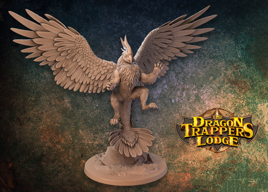 Jungle Gryphon Miniature | Tabletop RPG Miniature | Dragon Trappers Lodge | Roleplaying 3D Printed Fantasy Mini - 3DPrintDen