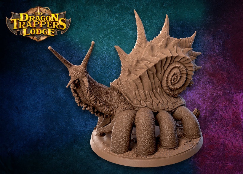 Giant Snail Miniature | Tabletop RPG Miniature | Dragon Trappers Lodge | Roleplaying 3D Printed Fantasy Mini - 3DPrintDen