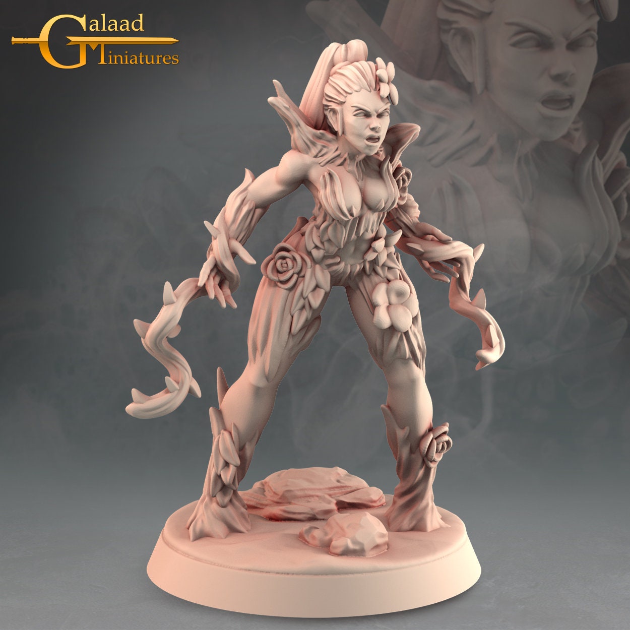 Dryad Miniature | Tabletop RPG Miniature | Galaad Miniatures | Roleplaying 3D Printed Fantasy Mini - 3DPrintDen