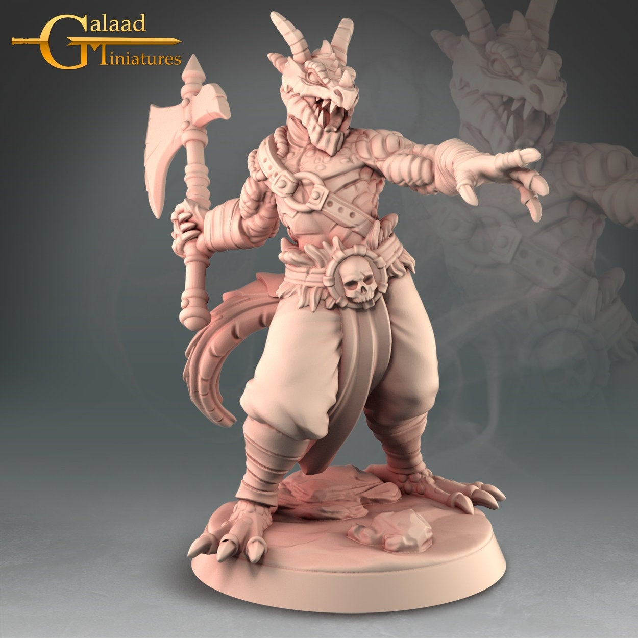 Dragonborn Barbarian Miniature | Tabletop RPG Miniature | Galaad Miniatures | Roleplaying 3D Printed Fantasy Mini - 3DPrintDen