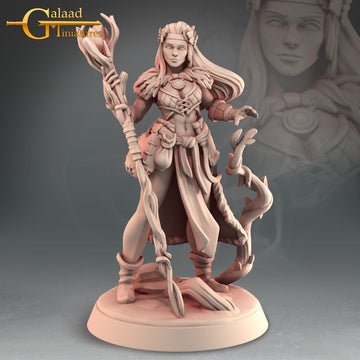 Female Druid Miniature | Tabletop RPG Miniature | Galaad Miniatures | Roleplaying 3D Printed Fantasy Mini - 3DPrintDen