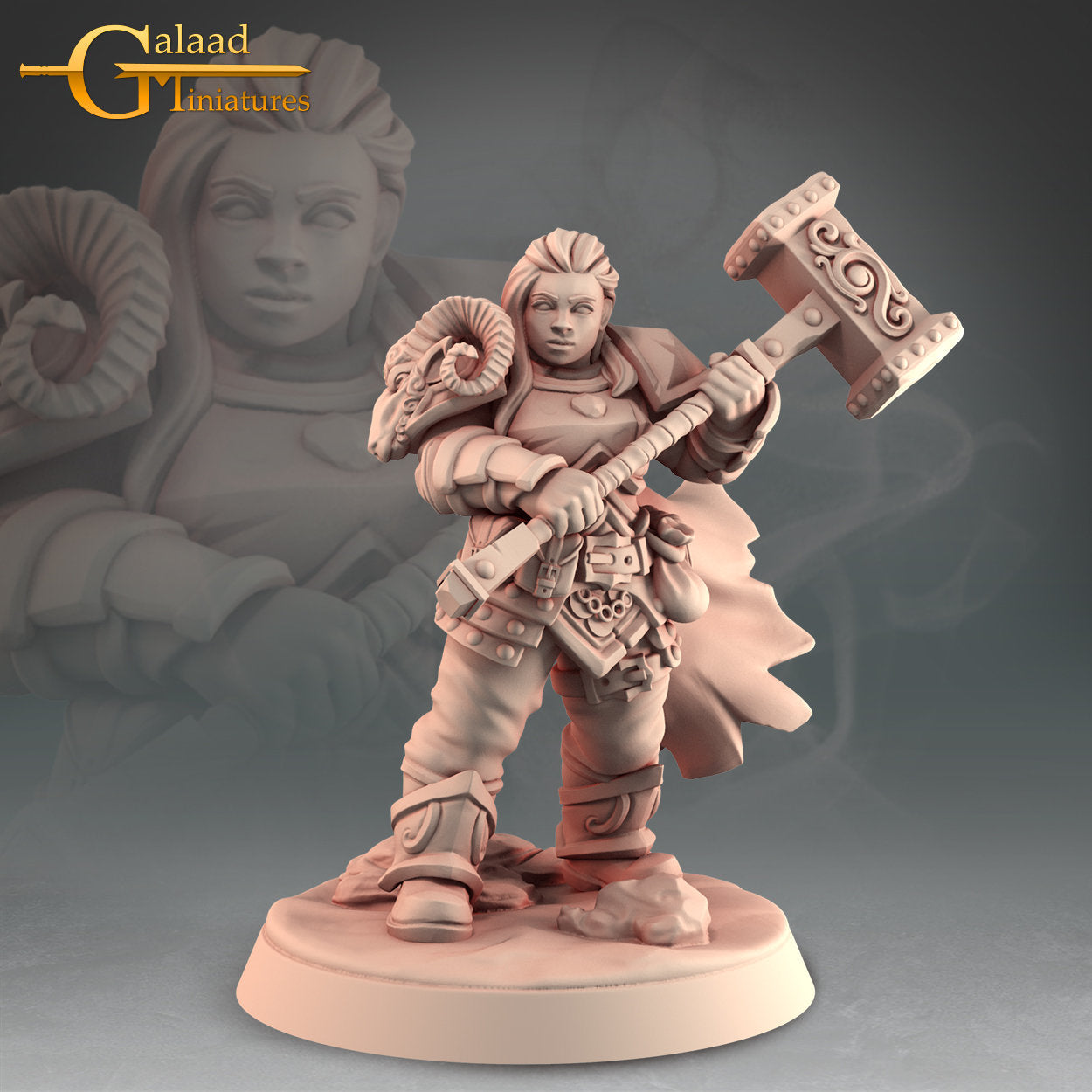 Female Dwarf Warrior Miniature | Tabletop RPG Miniature | Galaad Miniatures | Roleplaying 3D Printed Fantasy Mini - 3DPrintDen