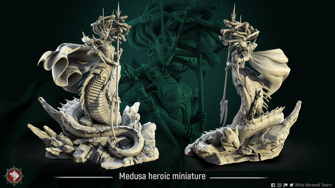 Medusa Miniature | Tabletop RPG Miniature | White Werewolf Tavern | Roleplaying 3D Printed Fantasy Mini - 3DPrintDen