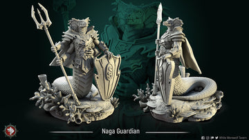 Naga Guardian Miniature | Tabletop RPG Miniature | White Werewolf Tavern | Roleplaying 3D Printed Fantasy Mini - 3DPrintDen