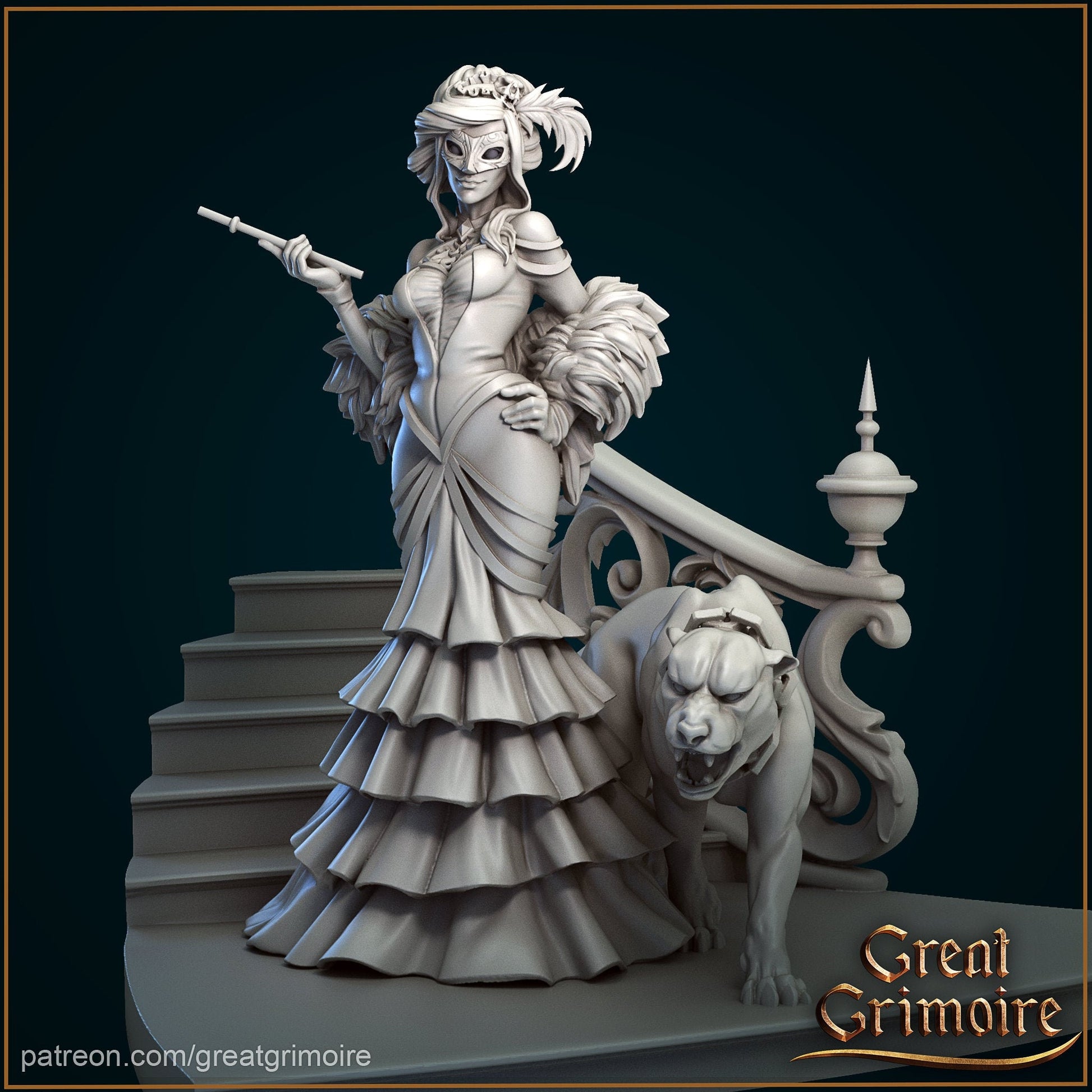 Noble Lady Diorama | Tabletop RPG Miniature | Great Grimoire | Roleplaying 3D Printed Fantasy Mini - 3DPrintDen