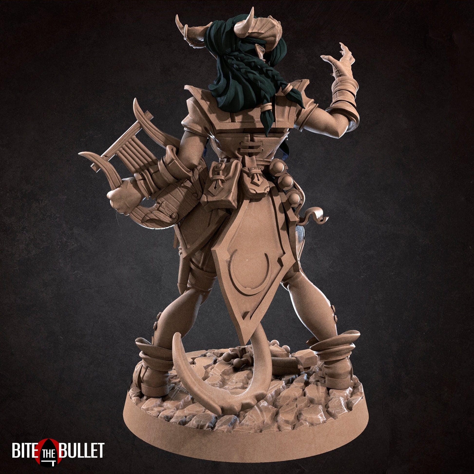 Tiefling Bard Miniature | Tabletop RPG Miniature | Bite the Bullet | Roleplaying 3D Printed Fantasy Mini - 3DPrintDen