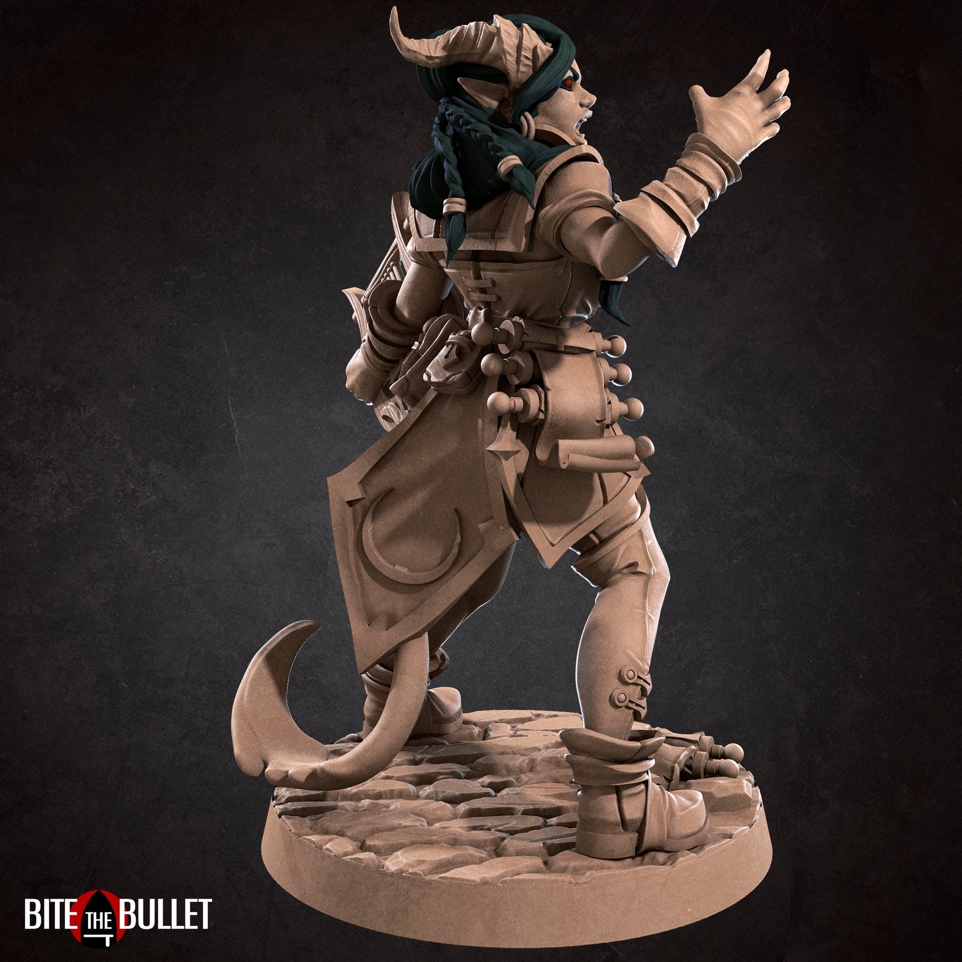 Tiefling Bard Miniature | Tabletop RPG Miniature | Bite the Bullet | Roleplaying 3D Printed Fantasy Mini - 3DPrintDen