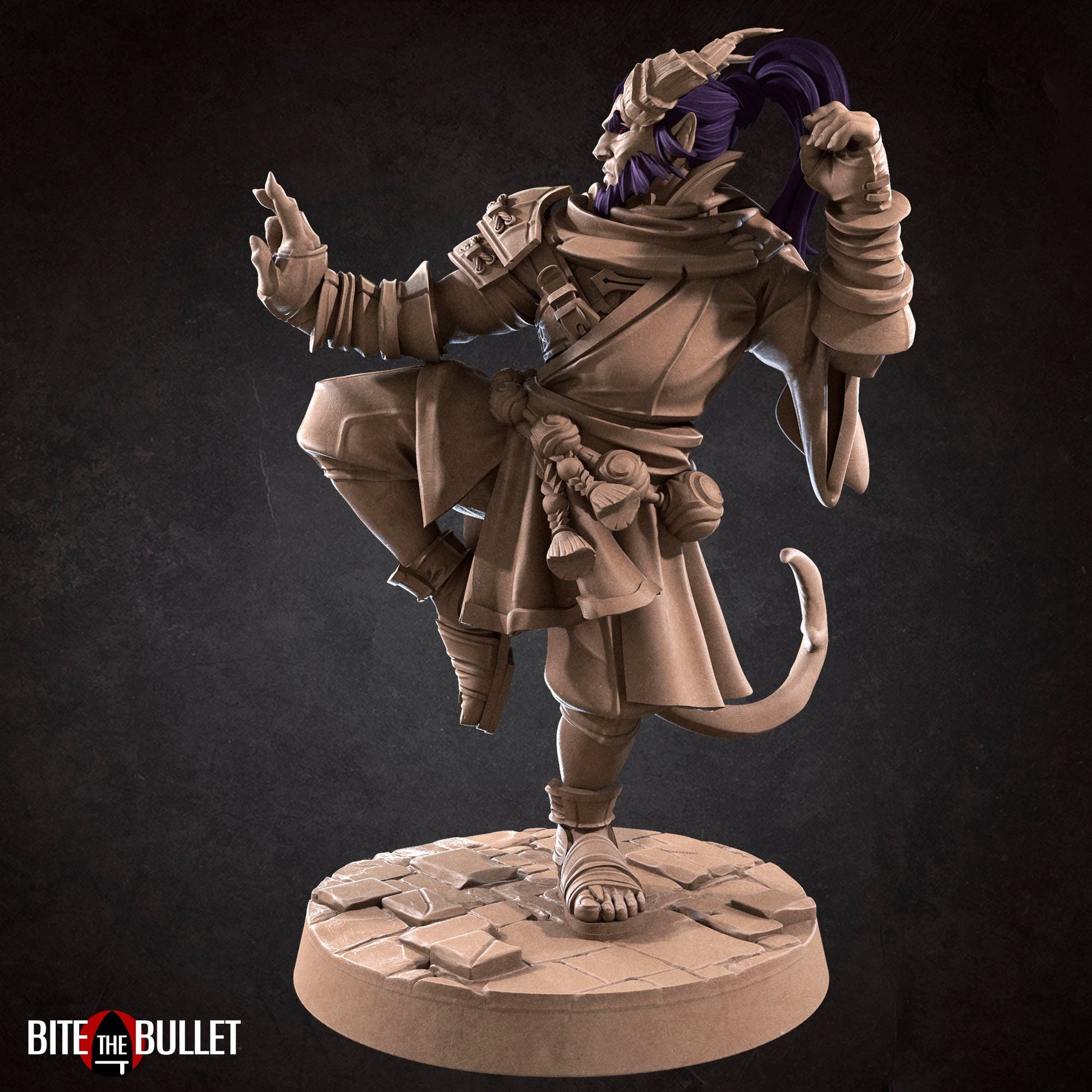 Tiefling Monk Miniature | Tabletop RPG Miniature | Bite the Bullet | Roleplaying 3D Printed Fantasy Mini - 3DPrintDen