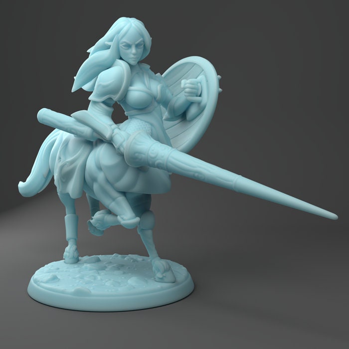 Female Centaur Lancer Miniature | Twin Goddess Miniatures | Tabletop RPG Miniature | Roleplaying 3D Printed Fantasy Mini - 3DPrintDen