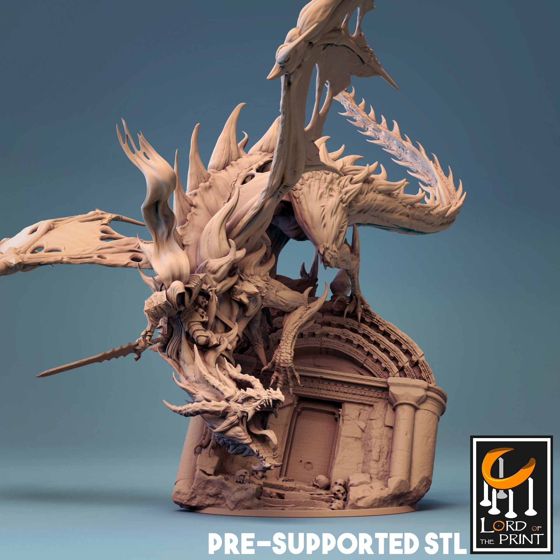 Cursed Dragon Miniature | Tabletop RPG Miniature | Rescale Miniature | Roleplaying 3D Printed Fantasy Mini - 3DPrintDen