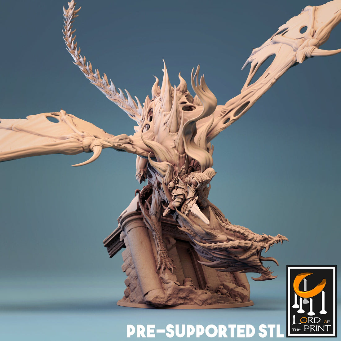 Cursed Dragon Miniature | Tabletop RPG Miniature | Rescale Miniature | Roleplaying 3D Printed Fantasy Mini - 3DPrintDen