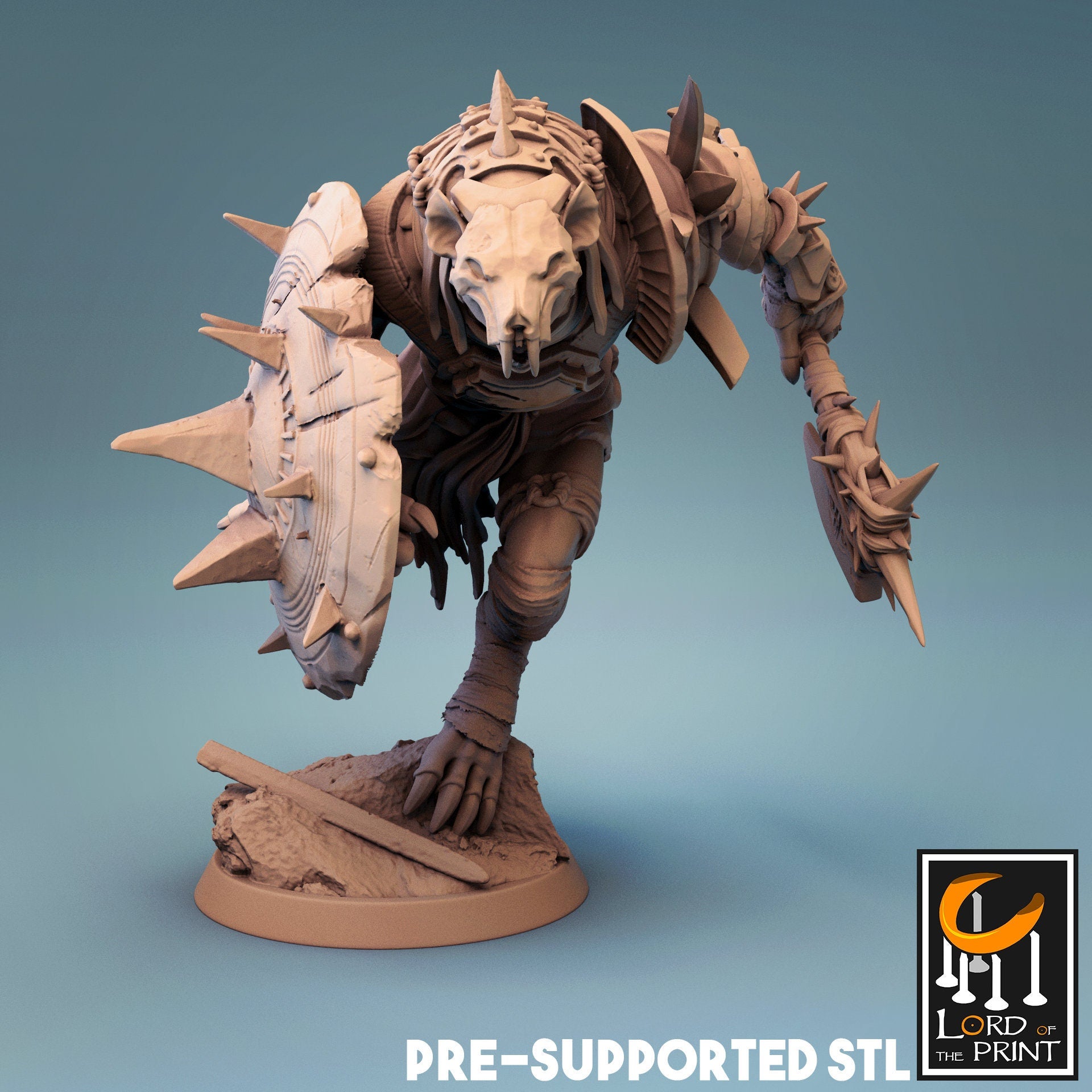 Gnoll Miniature | Tabletop RPG Miniature | Rescale Miniature | Roleplaying 3D Printed Fantasy Mini - 3DPrintDen