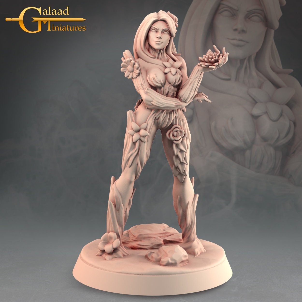 Dryad Miniature | Tabletop RPG Miniature | Galaad Miniatures | Roleplaying 3D Printed Fantasy Mini - 3DPrintDen