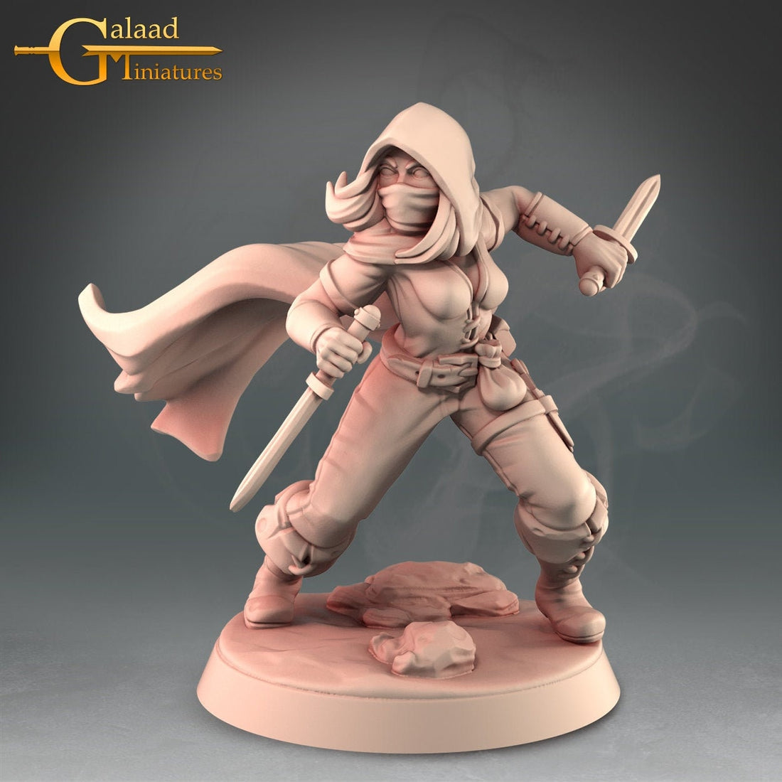 Female Rogue Miniature | Tabletop RPG Miniature | Galaad Miniatures | Roleplaying 3D Printed Fantasy Mini - 3DPrintDen