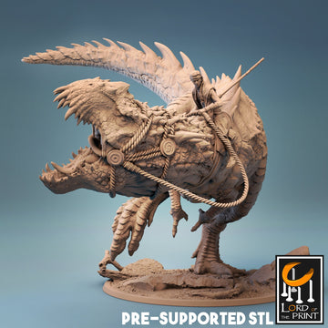 T-Rex Mount Miniature | Tabletop RPG Miniature | Rescale Miniature | Roleplaying 3D Printed Fantasy Mini - 3DPrintDen