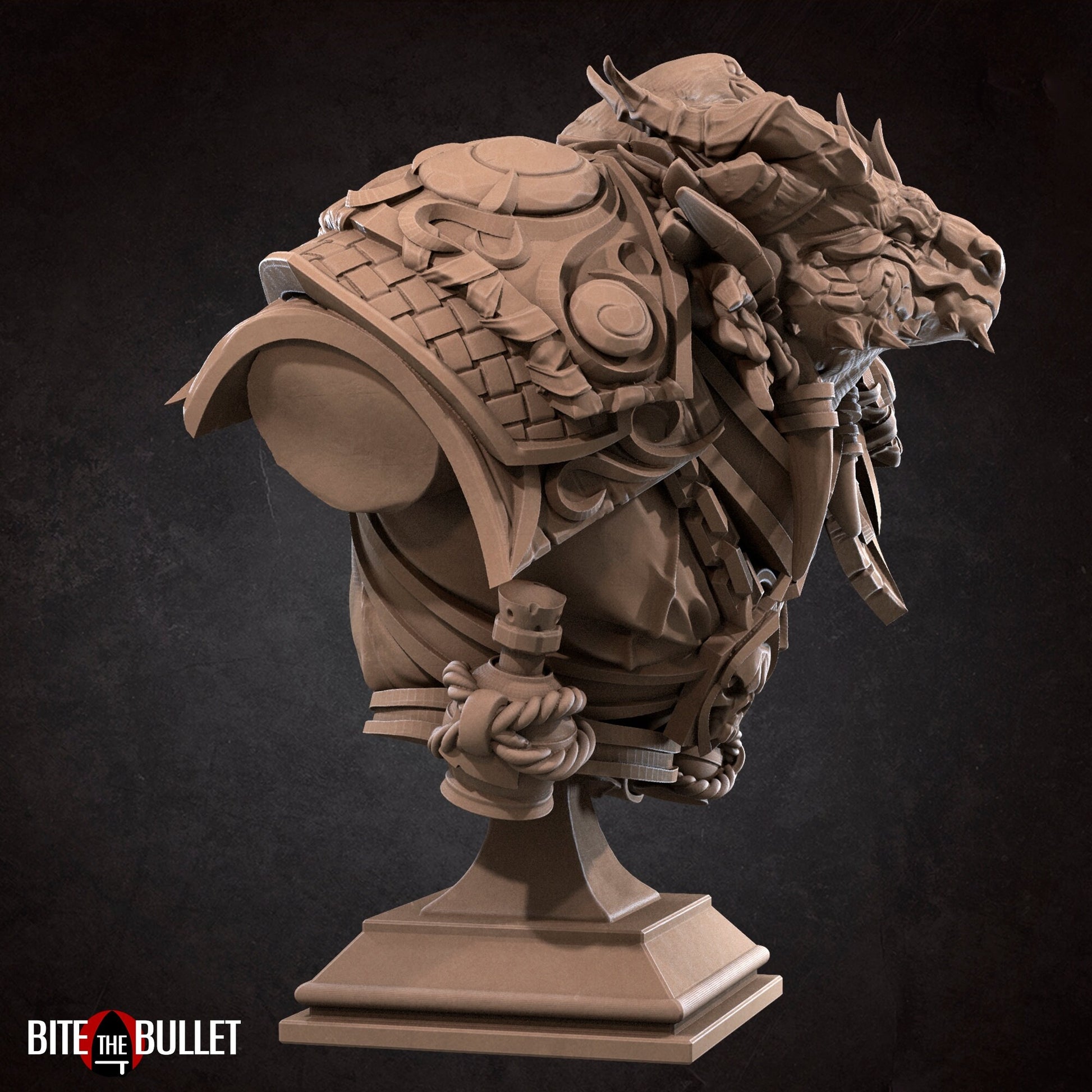 Dragonborn Warlock Bust, Drayax | Tabletop RPG Miniature | Bite the Bullet | Roleplaying 3D Printed Fantasy Mini - 3DPrintDen