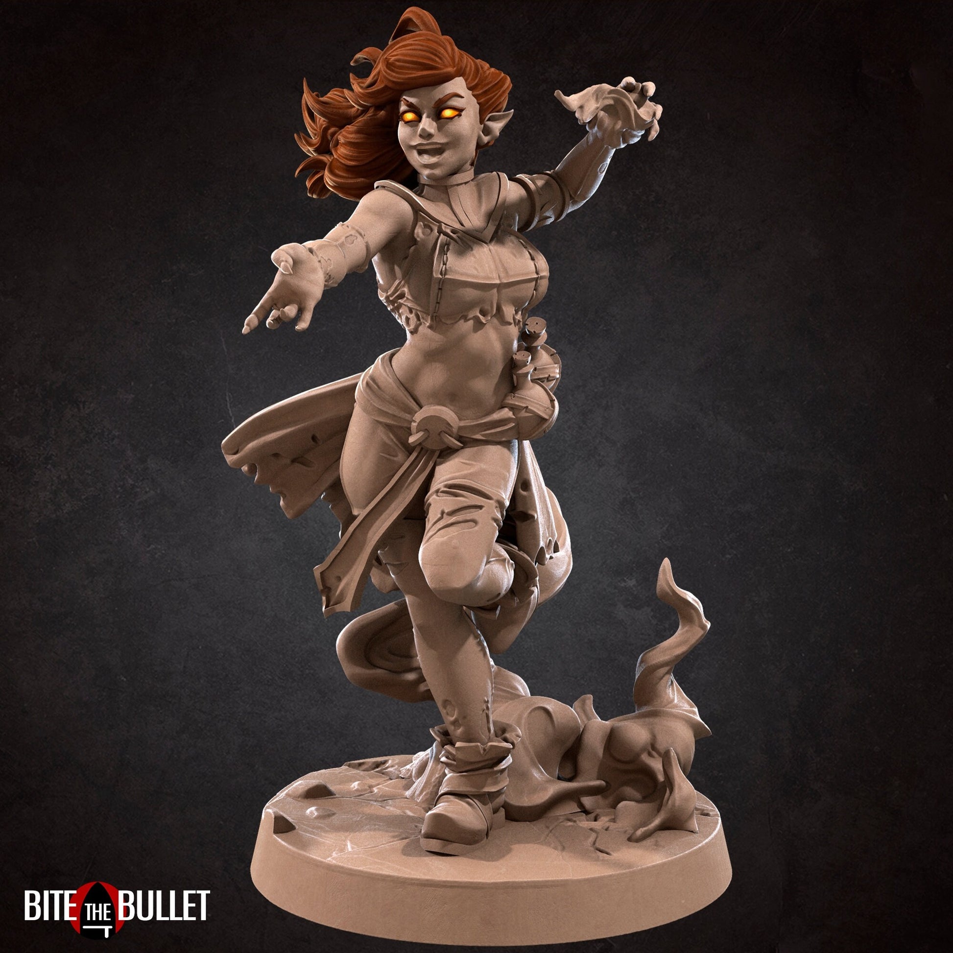 Fire Genasi Sorcerer Miniature, Ember | Tabletop RPG Miniature | Bite the Bullet | Roleplaying 3D Printed Fantasy Mini - 3DPrintDen