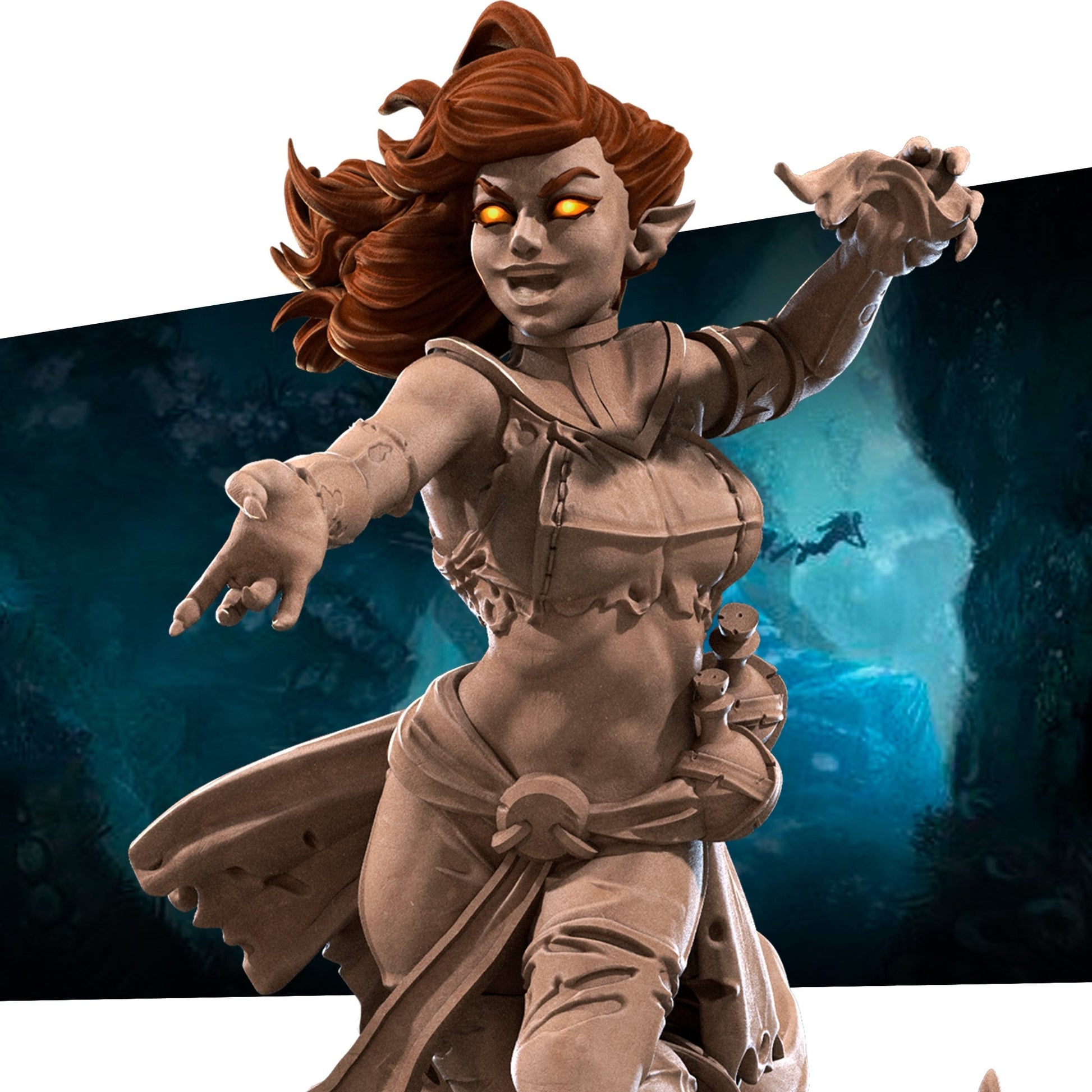 Fire Genasi Sorcerer Miniature, Ember | Tabletop RPG Miniature | Bite the Bullet | Roleplaying 3D Printed Fantasy Mini - 3DPrintDen