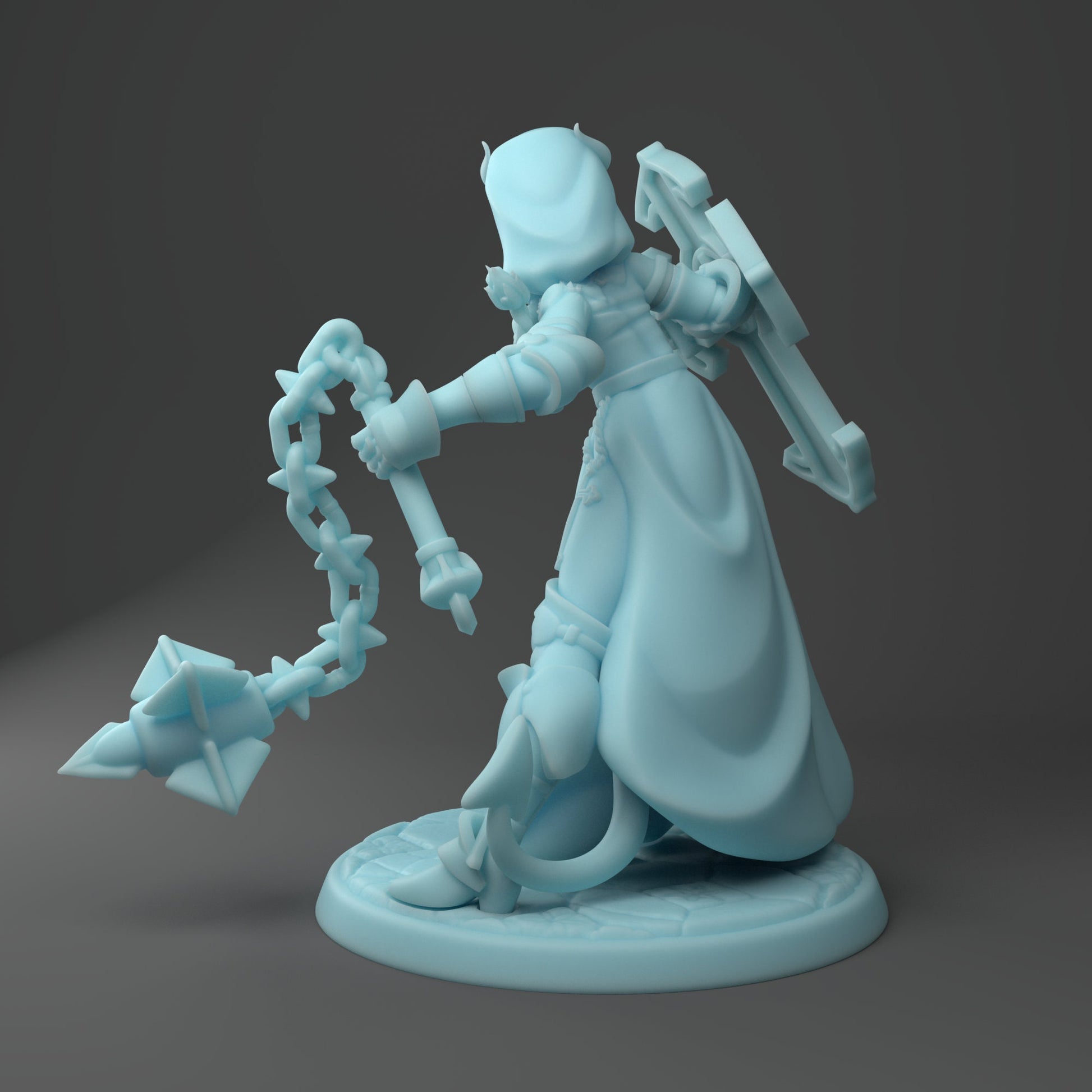 Tiefling Battle Nun Miniature | Twin Goddess Miniatures | Tabletop RPG Miniature | Roleplaying 3D Printed Fantasy Mini - 3DPrintDen