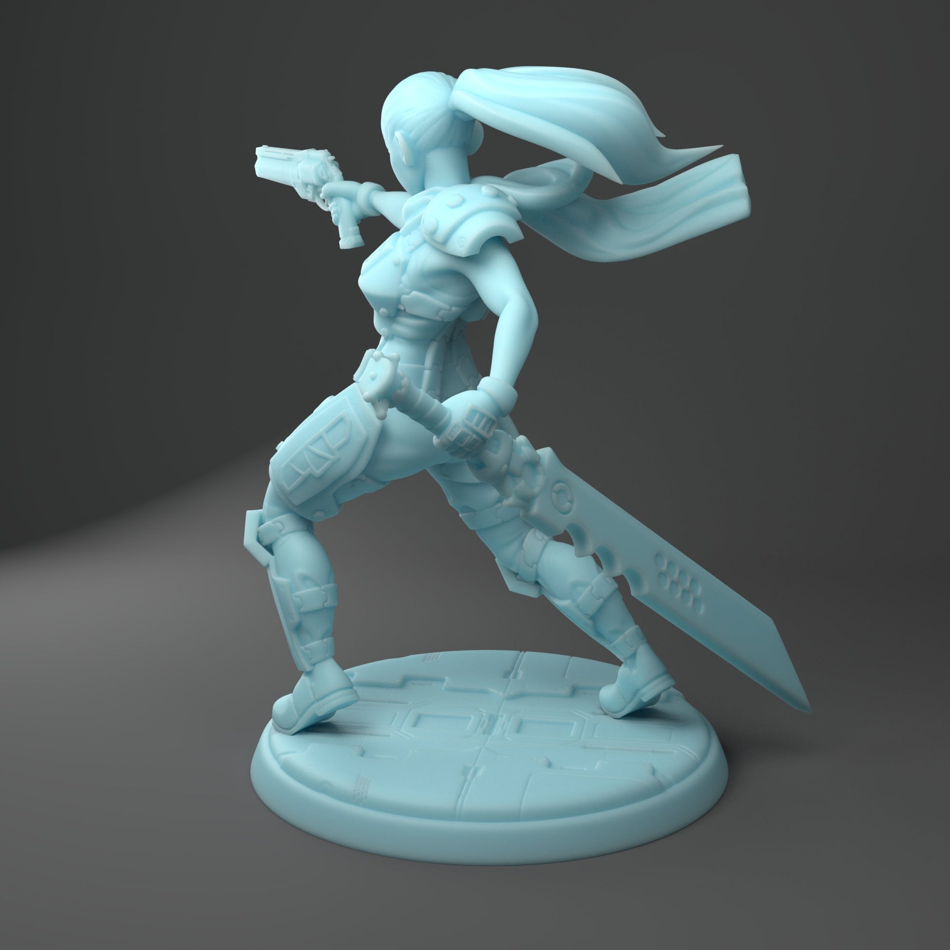 SciFi Female Warrior Miniature | Twin Goddess Miniatures | Tabletop RPG Miniature | Roleplaying 3D Printed Fantasy Mini - 3DPrintDen