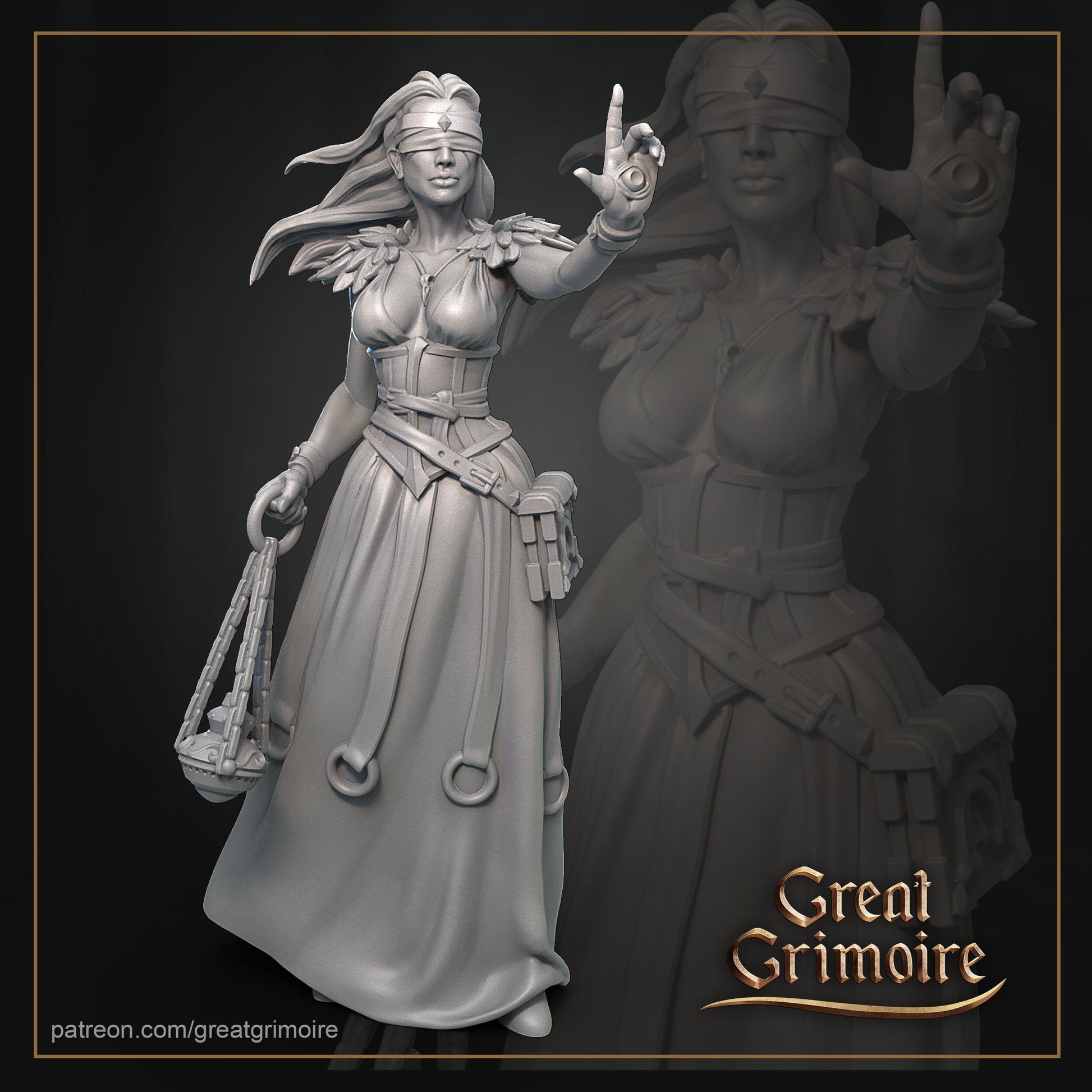 Eyeless Watcher Miniature, Cassandra | Tabletop RPG Miniature | Great Grimoire | Roleplaying 3D Printed Fantasy Mini - 3DPrintDen