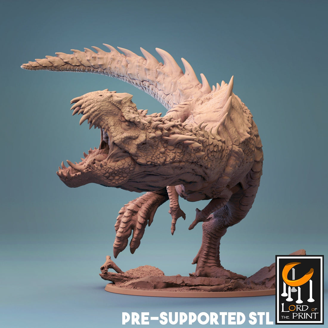 T-Rex Mount Miniature | Tabletop RPG Miniature | Rescale Miniature | Roleplaying 3D Printed Fantasy Mini - 3DPrintDen