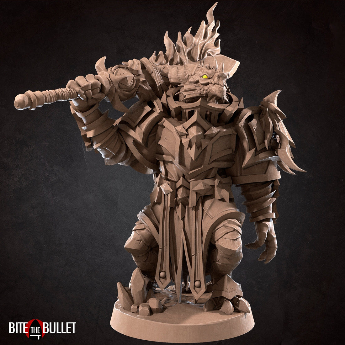 Dragonborn Paladin Miniature, Balzatar | Tabletop RPG Miniature | Bite the Bullet | Roleplaying 3D Printed Fantasy Mini - 3DPrintDen