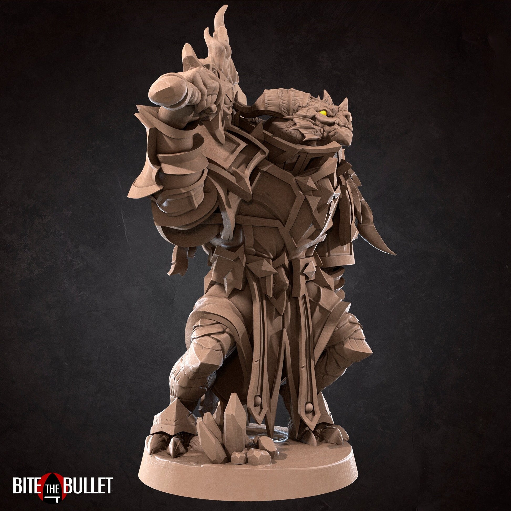 Dragonborn Paladin Miniature, Balzatar | Tabletop RPG Miniature | Bite the Bullet | Roleplaying 3D Printed Fantasy Mini - 3DPrintDen