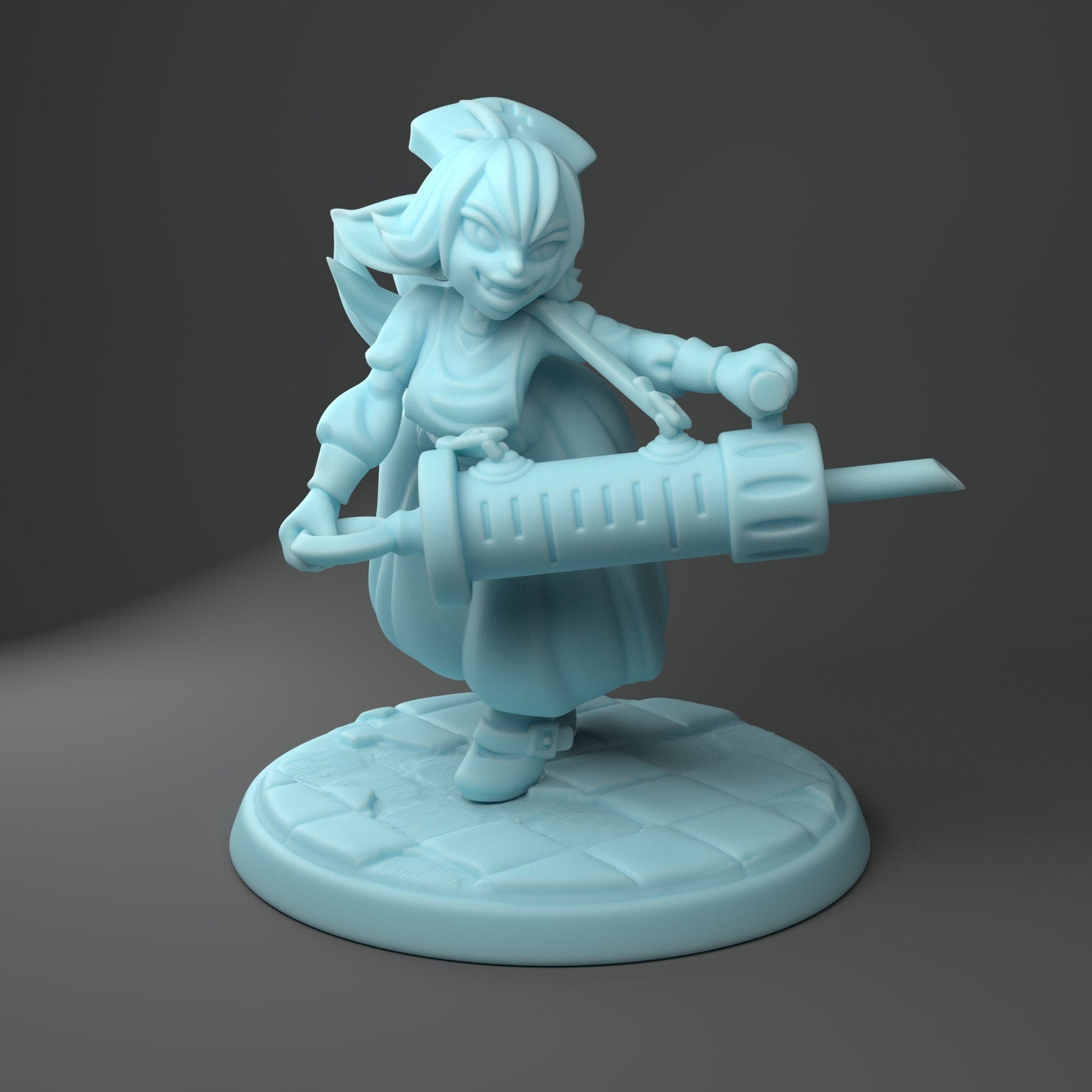 Goblin Nurse Miniature, Needles | Twin Goddess Miniatures | Tabletop RPG Miniature | Roleplaying 3D Printed Fantasy Mini - 3DPrintDen