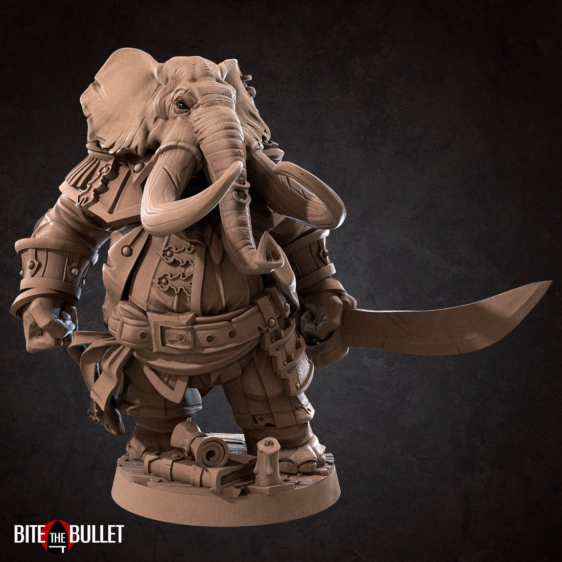 Loxodon Commander Miniature, Zunebo | Tabletop RPG Miniature | Bite the Bullet | Roleplaying 3D Printed Fantasy Mini - 3DPrintDen