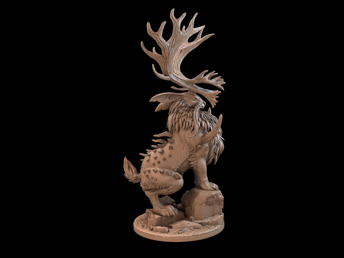 Jackalope King Miniature | Tabletop RPG Miniature | Dragon Trappers Lodge | Roleplaying 3D Printed Fantasy Mini - 3DPrintDen