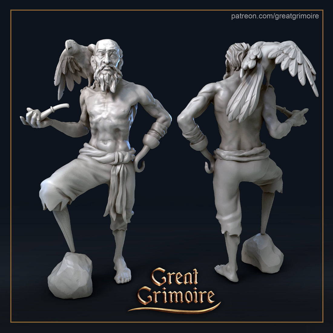 Old sailor Diorama | Tabletop RPG Miniature | Great Grimoire | Roleplaying 3D Printed Fantasy Mini - 3DPrintDen