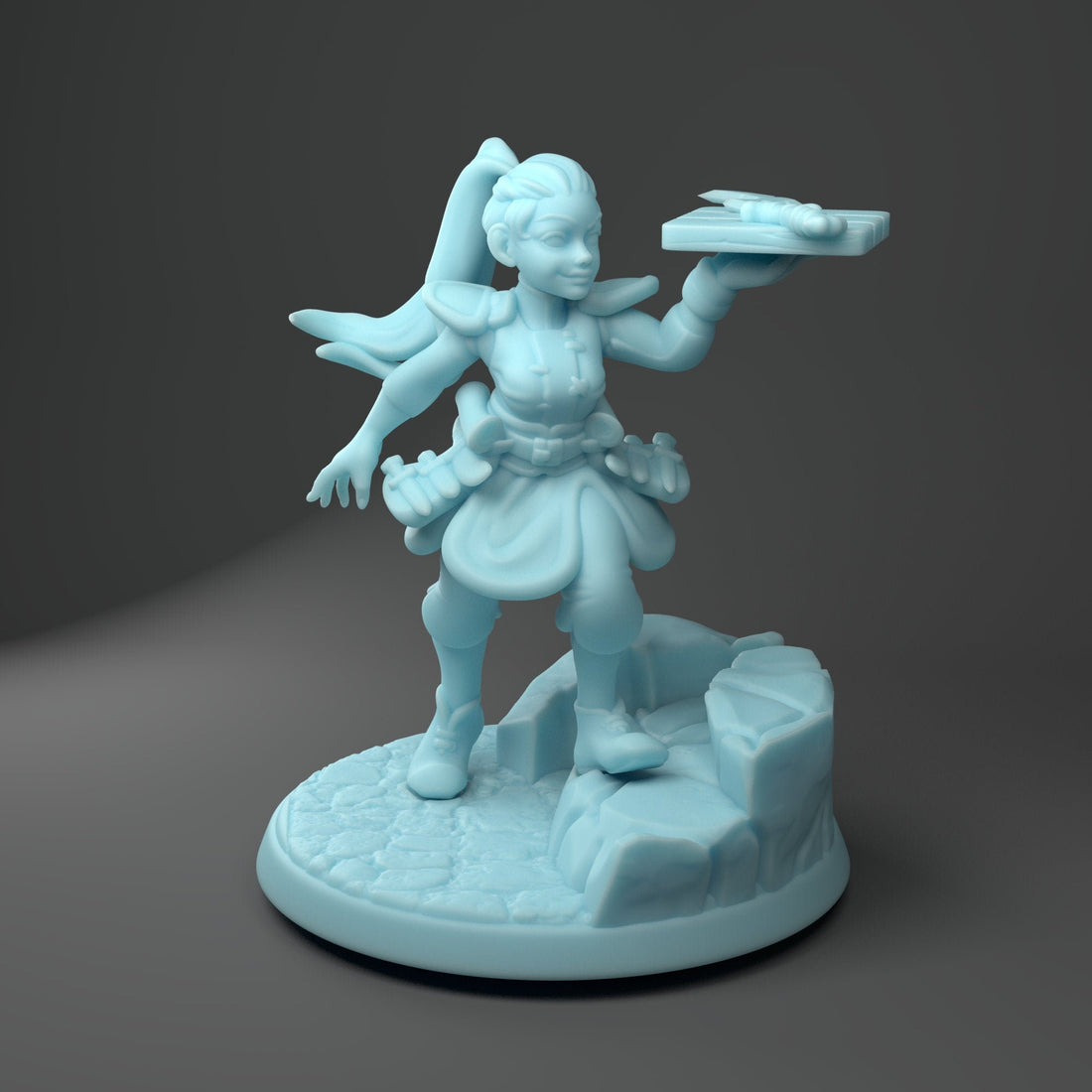 Female Halfling Merchant Miniature, Pip | Twin Goddess Miniatures | Tabletop RPG Miniature | Roleplaying 3D Printed Fantasy Mini - 3DPrintDen