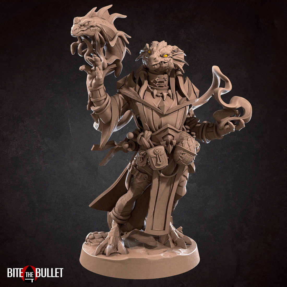 Female Dragonborn Wizard Miniature | Tabletop RPG Miniature | Bite the Bullet | Roleplaying 3D Printed Fantasy Mini - 3DPrintDen