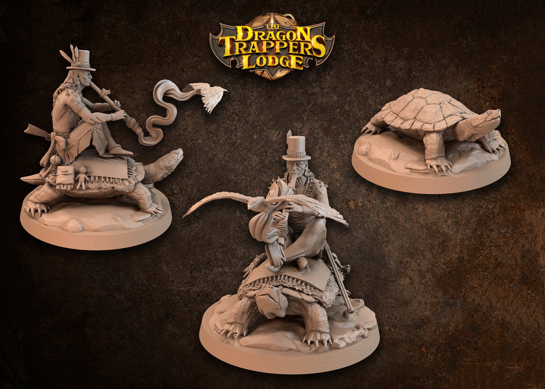 Man and Turtle Miniature | Tabletop RPG Miniature | Dragon Trappers Lodge | Roleplaying 3D Printed Fantasy Mini - 3DPrintDen