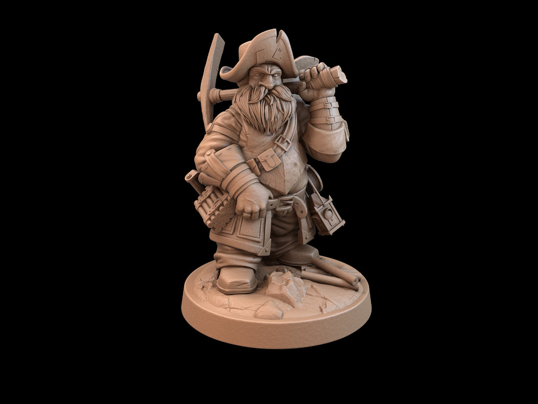 Dwarf Miner Miniature | Tabletop RPG Miniature | Dragon Trappers Lodge | Roleplaying 3D Printed Fantasy Mini - 3DPrintDen