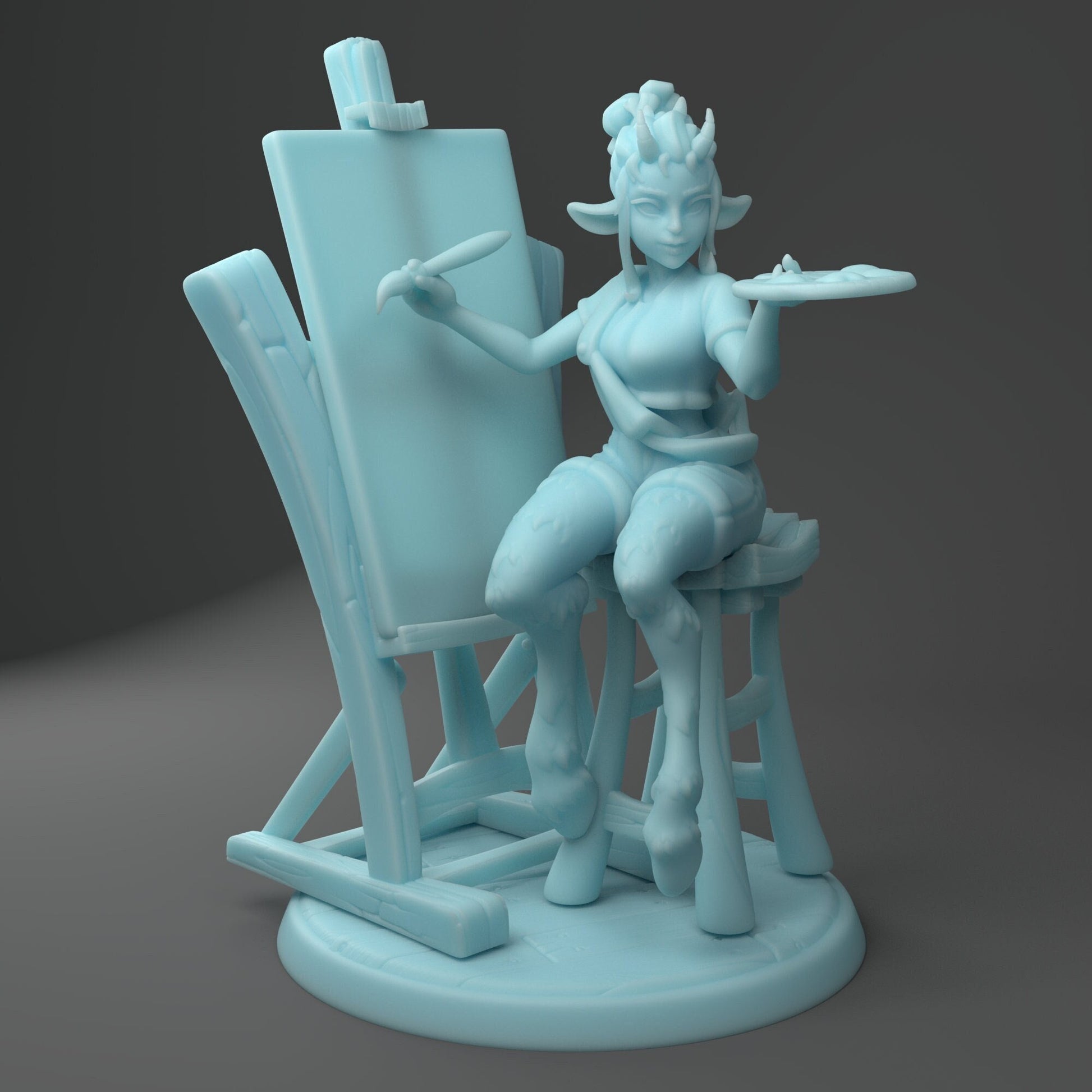 Satyr Artist Miniature | Twin Goddess Miniatures | Tabletop RPG Miniature | Roleplaying 3D Printed Fantasy Mini - 3DPrintDen