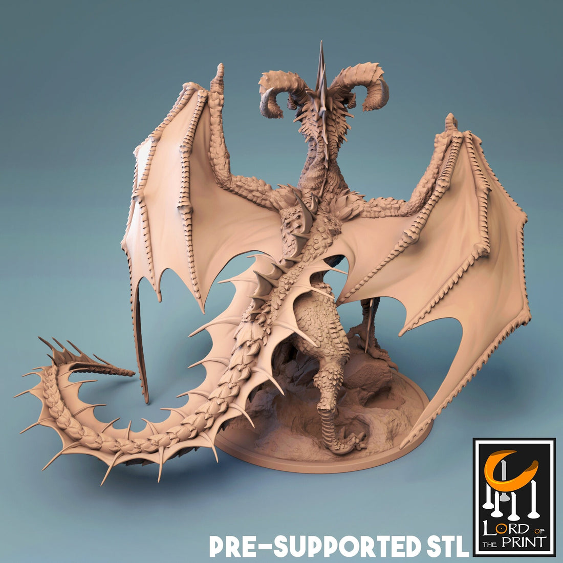 Ancient Black Dragon Miniature | Tabletop RPG Miniature | Rescale Miniature | Roleplaying 3D Printed Fantasy Mini - 3DPrintDen