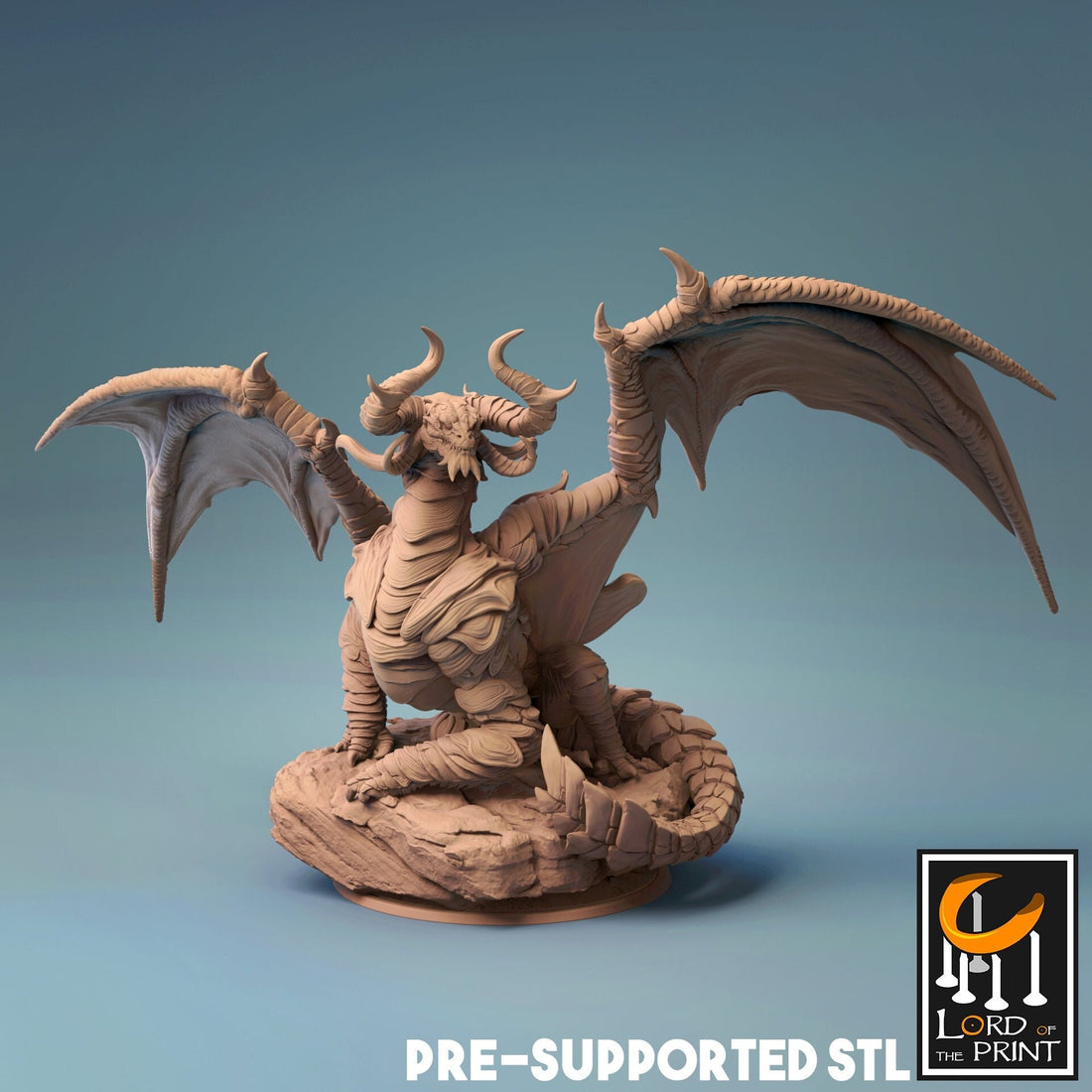 Ancient Cloud Dragon Miniature | Tabletop RPG Miniature | Rescale Miniature | Roleplaying 3D Printed Fantasy Mini - 3DPrintDen