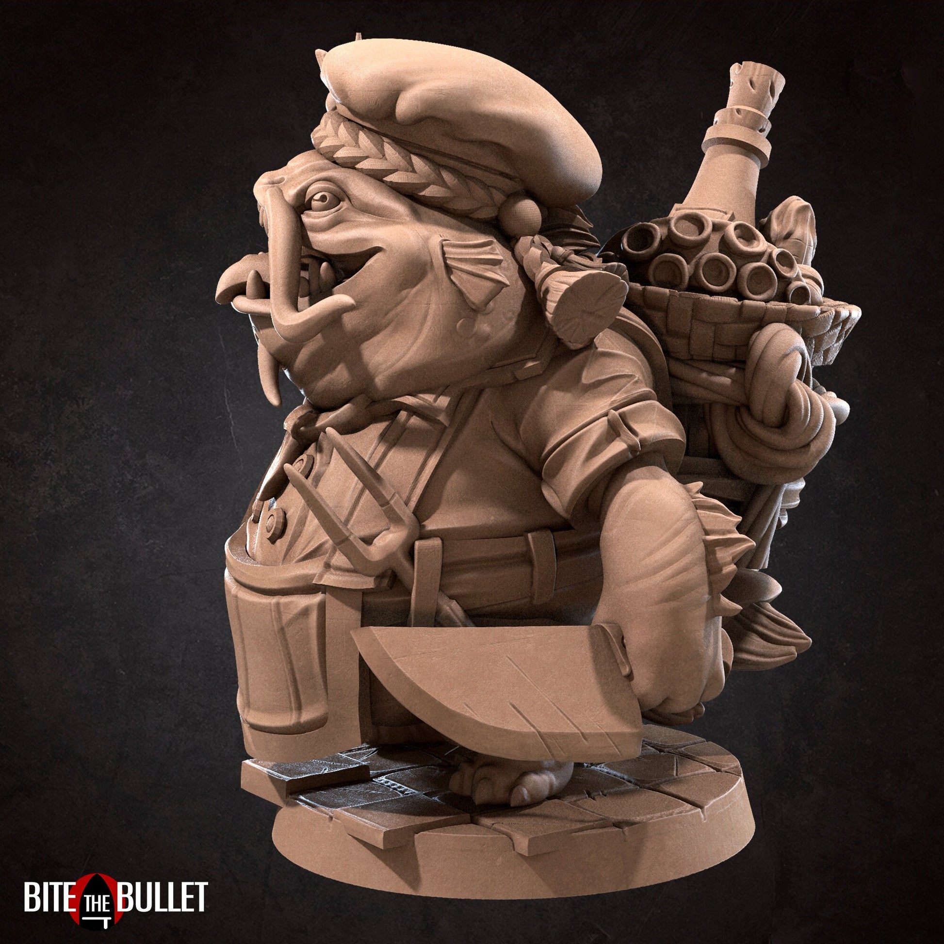 Locathah Chef Miniature, Gandon | Tabletop RPG Miniature | Bite the Bullet | Roleplaying 3D Printed Fantasy Mini - 3DPrintDen