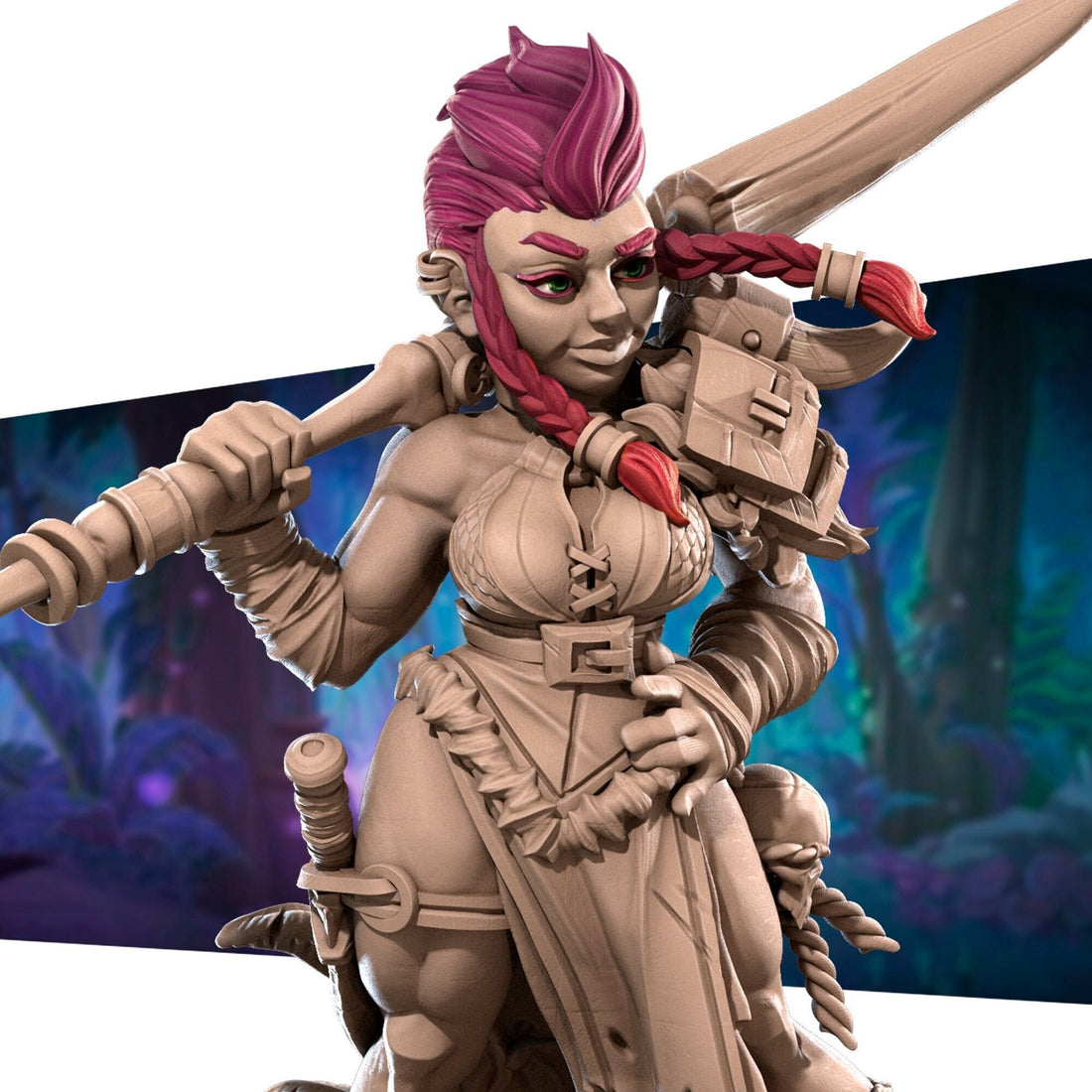 Female Dwarf Warrior Miniature, Olga | Tabletop RPG Miniature | Bite the Bullet | Roleplaying 3D Printed Fantasy Mini - 3DPrintDen