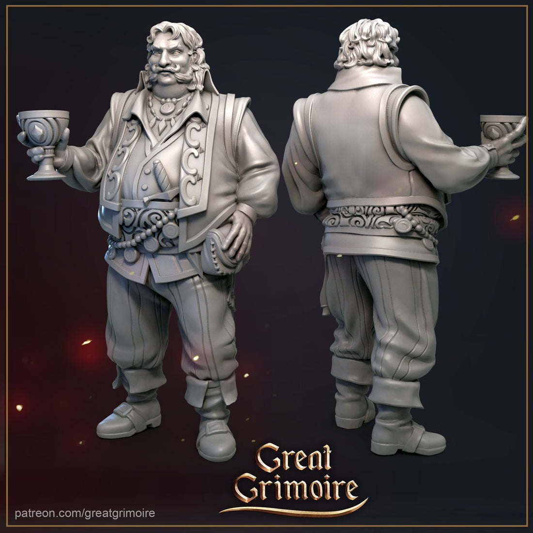 Baron Miniature | Tabletop RPG Miniature | Great Grimoire | Roleplaying 3D Printed Fantasy Mini - 3DPrintDen