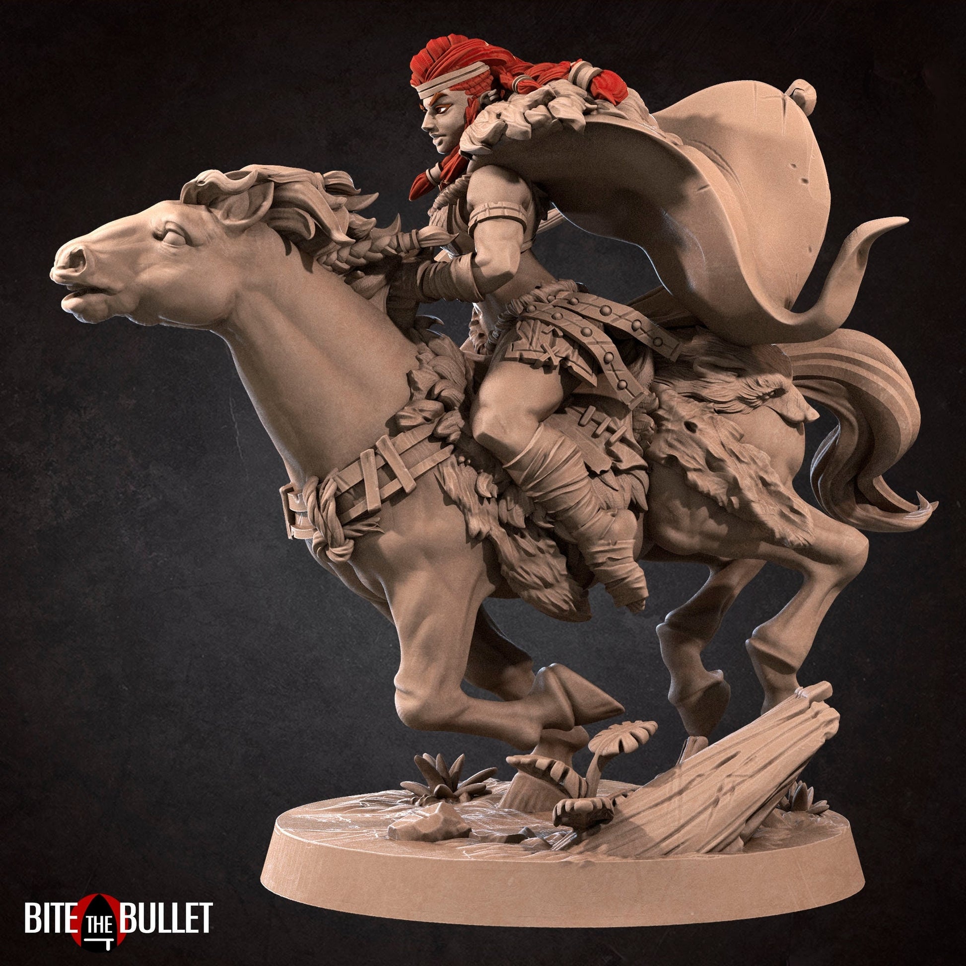 Amazon Queen Rider Miniature, Anira | Tabletop RPG Miniature | Bite the Bullet | Roleplaying 3D Printed Fantasy Mini - 3DPrintDen