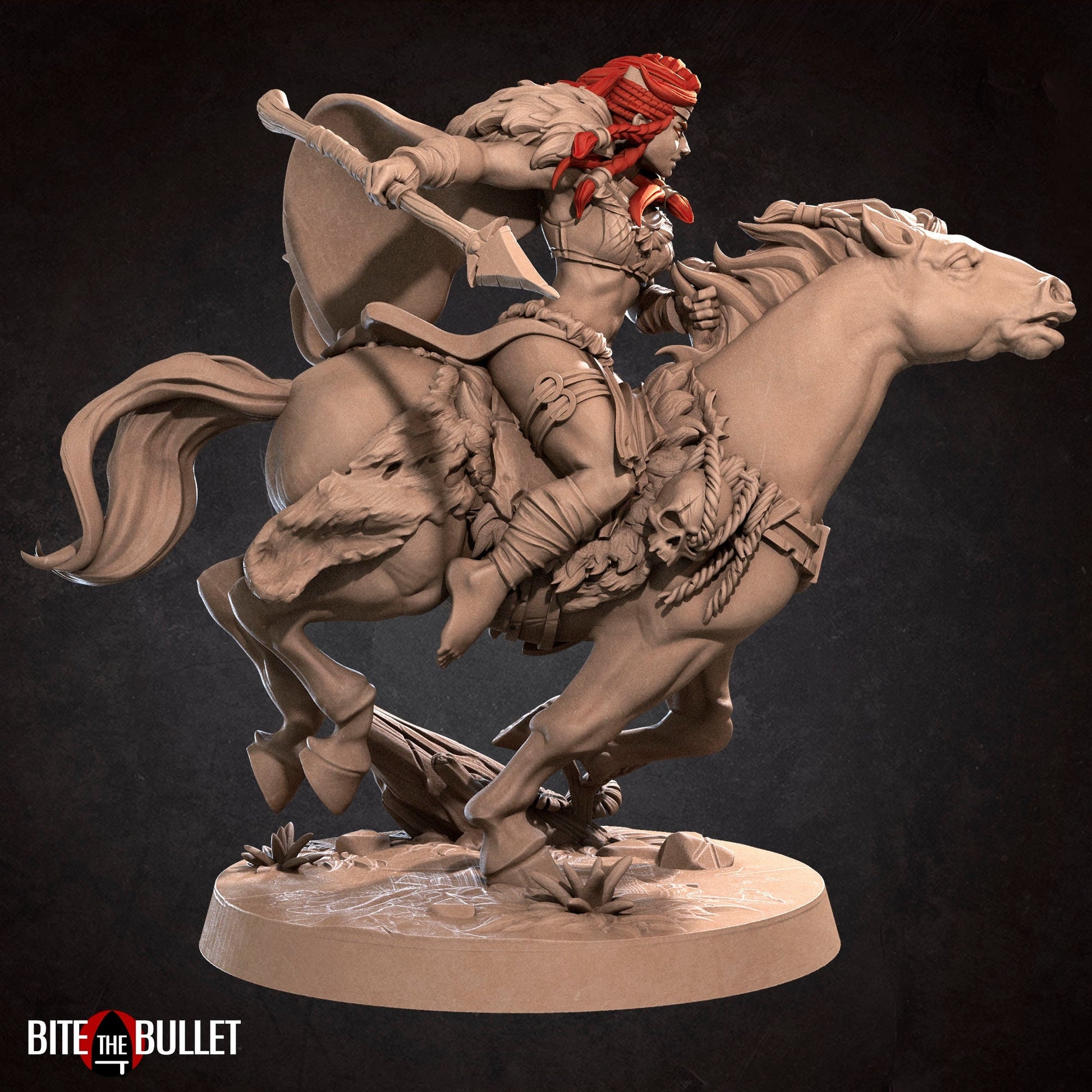 Amazon Queen Rider Miniature, Anira | Tabletop RPG Miniature | Bite the Bullet | Roleplaying 3D Printed Fantasy Mini - 3DPrintDen