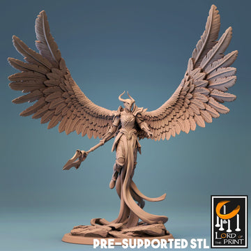 Female Angelic Warrior Miniature | Tabletop RPG Miniature | Rescale Miniature | Roleplaying 3D Printed Fantasy Mini - 3DPrintDen