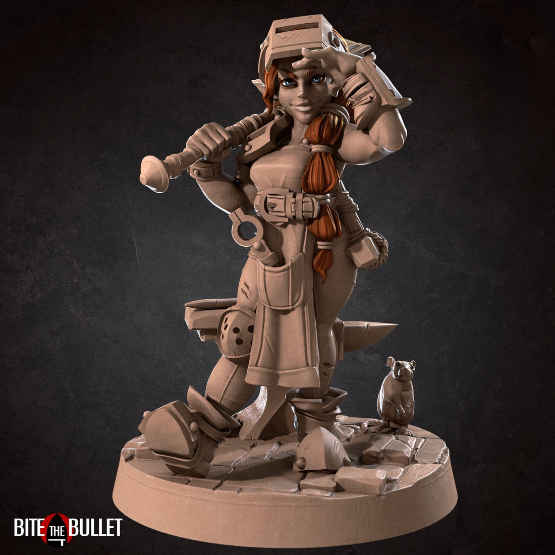 Female Halfling Blacksmith Miniature, Helen | Tabletop RPG Miniature | Bite the Bullet | Roleplaying 3D Printed Fantasy Mini - 3DPrintDen